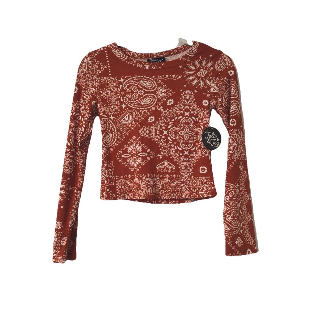 NWT Joli & Joy Top Long Slevee Orange Paisley Sz S - L